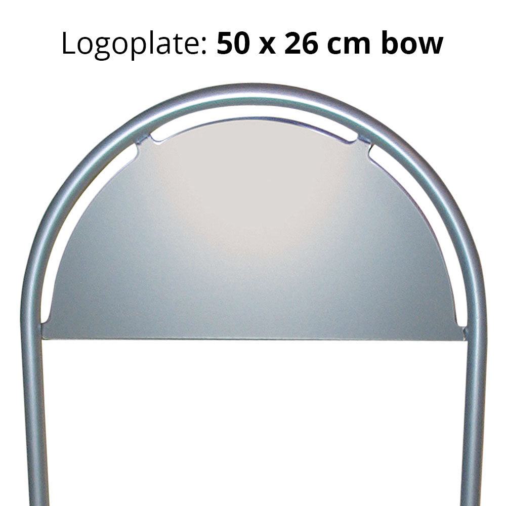 Kundenstopper mit Fahrradhalter und Logoschild, Expo Gotik, Silber