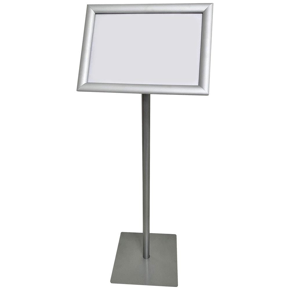 Infoständer, BASIC, mit 25 mm Klapprahmenprofil, Silber