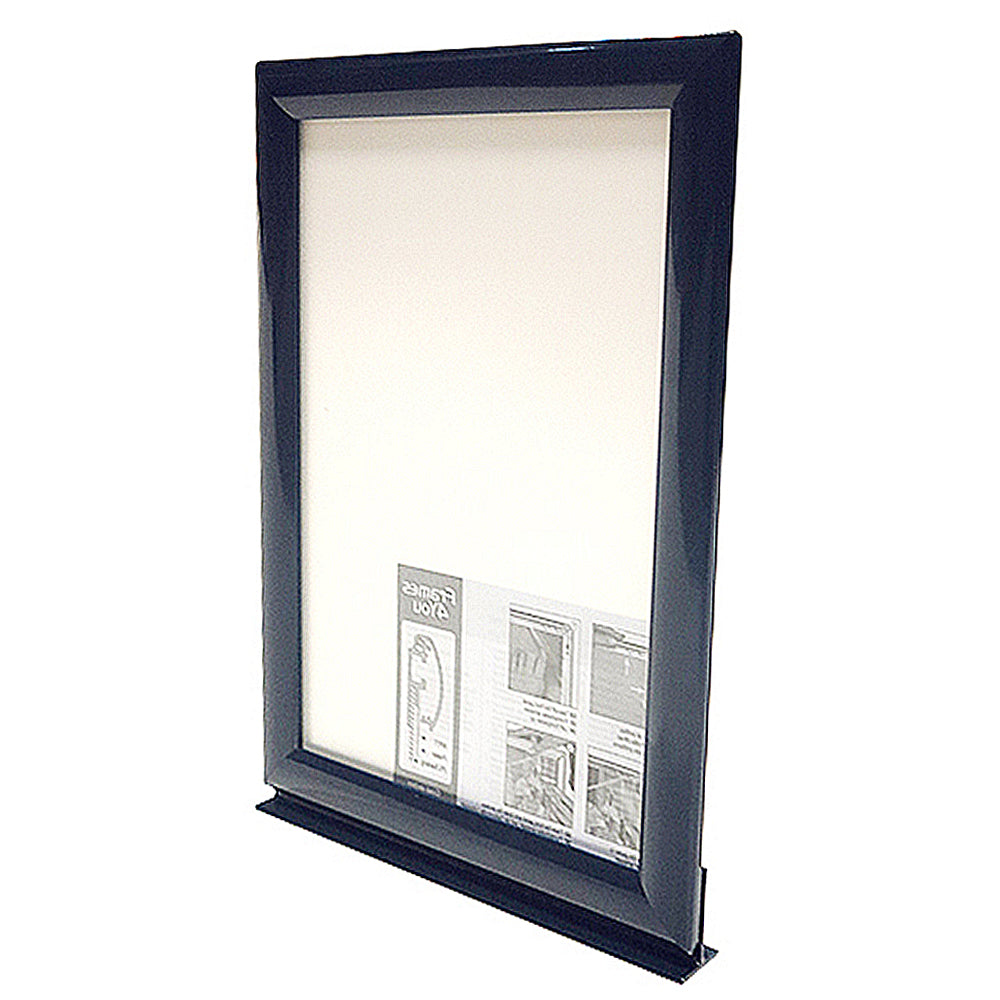 Klapprahmen A4, vertikaler T-Profil-Fuß, einseitig, 21 x 29,7 cm, Schwarz