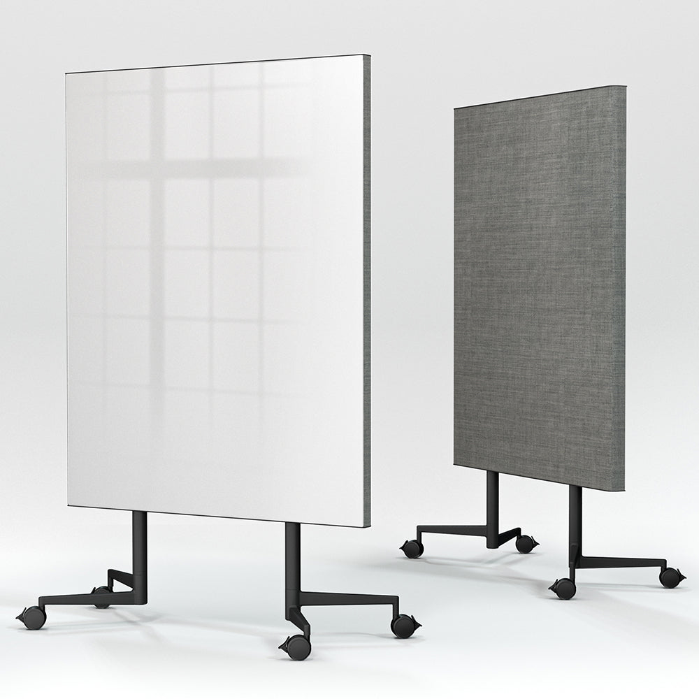 Glastafel mit Akustikpaneel auf Rollen, Move Acoustic, Pure White
