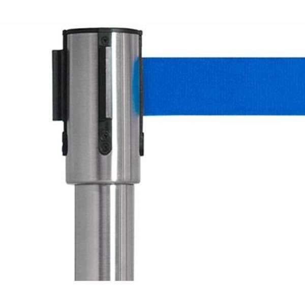 Crowd Control Absperrpfosten Oberteil mit blauem Band, Silber
