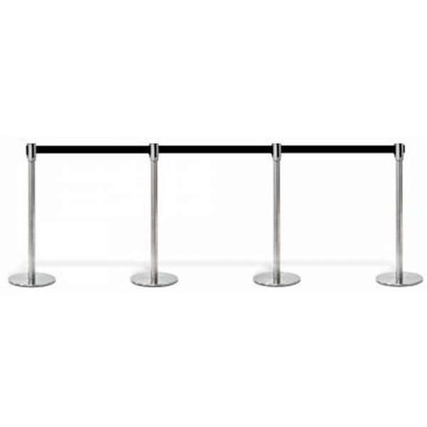 Crowd Control Absperrpfosten Oberteil mit blauem Band, Silber