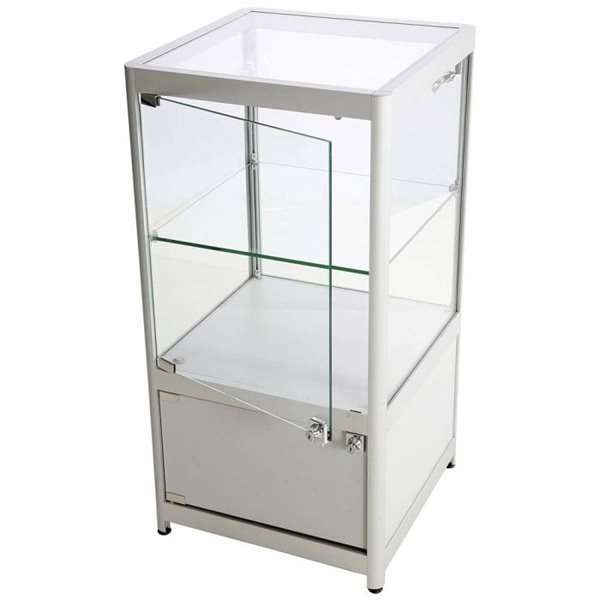 Glasvitrine mit Unterschrank, abschließbar, Showcase Counter Solo, Silber