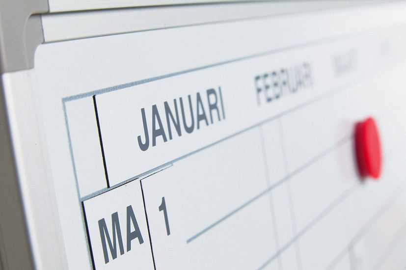 Planungstafel mit Jahreskalender, inkl. Datumsstreifen