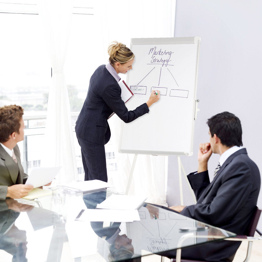 Flipchart Tafel Tripod, Magnetisches Whiteboard, 65 x 100 cm, Grau