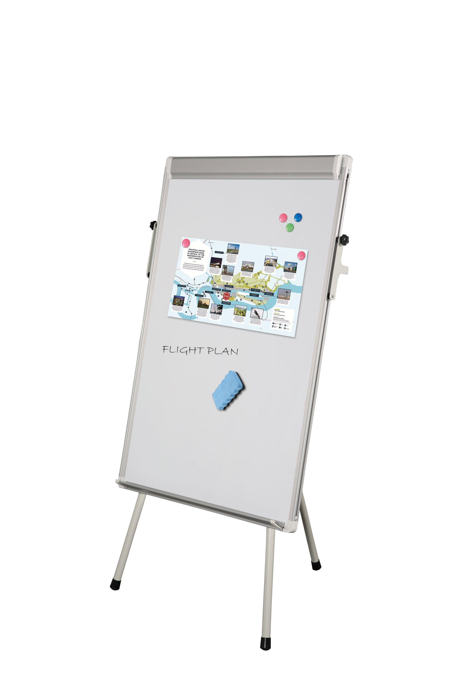 Flipchart Tafel Tripod, Magnetisches Whiteboard, 65 x 100 cm, Grau