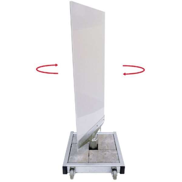 Outdoor Spin-Sign Kundenstopper, Alu-Schild mit stabilem Fuß, 40 x 79 cm, Weiß
