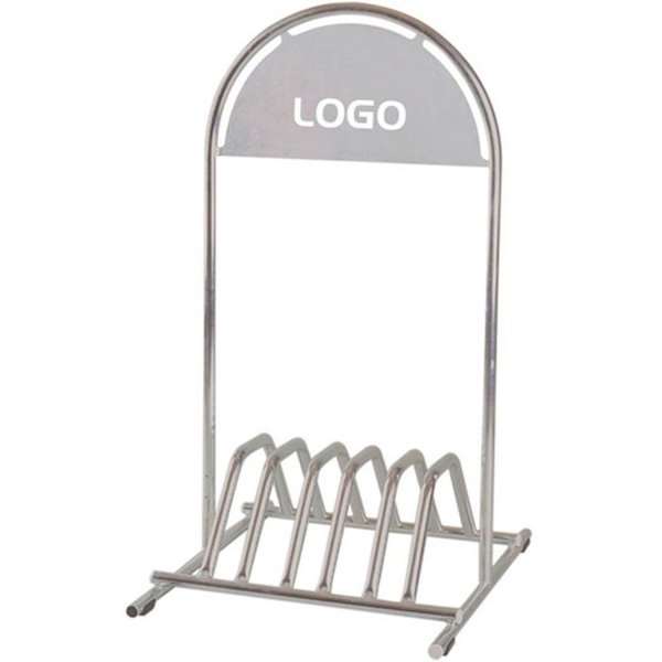 Kundenstopper mit Fahrradhalter und Logoschild, Expo Gotik, Weiß