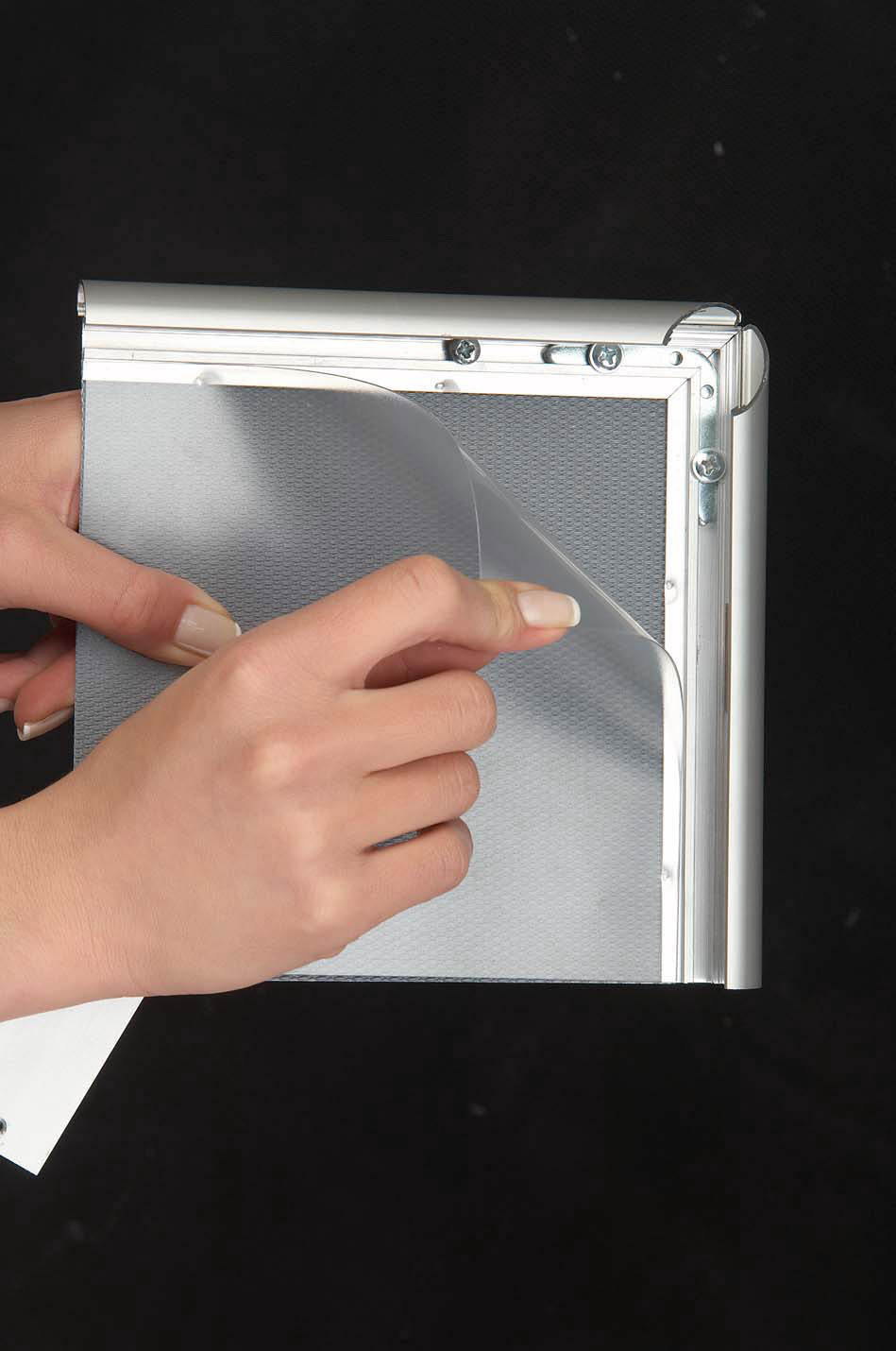 Klapprahmen, Security Frame, 25 mm Aluminiumprofil, Silber