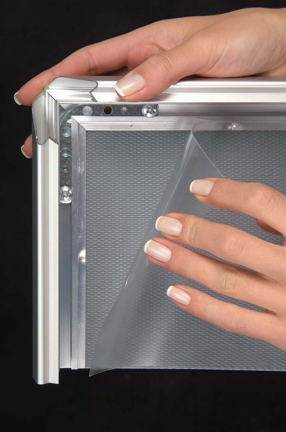 Klapprahmen, Security Frame, 42 mm Aluminiumprofil, Silber