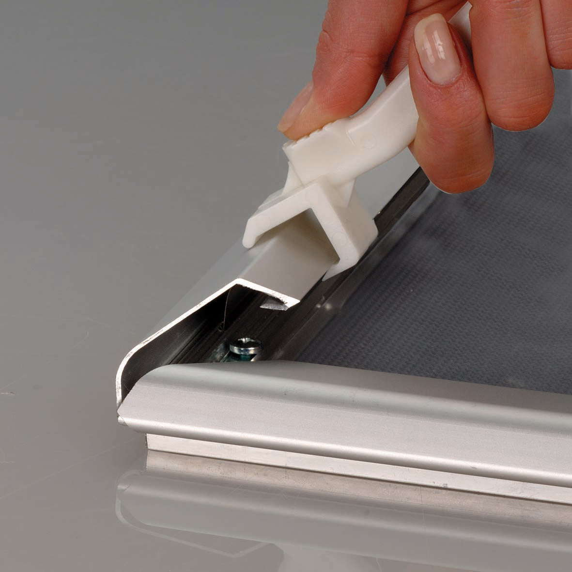 Klapprahmen, Security Frame, 42 mm Aluminiumprofil, Silber
