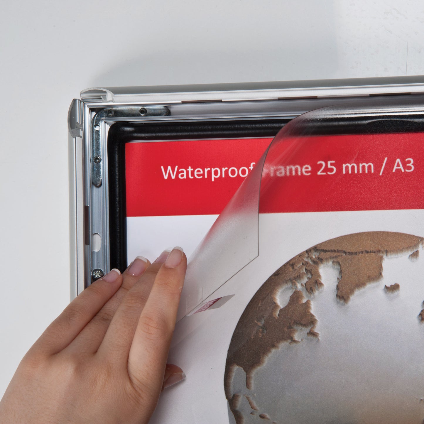 Klapprahmen, Watersafe, 25 mm Aluminiumprofil, Silber