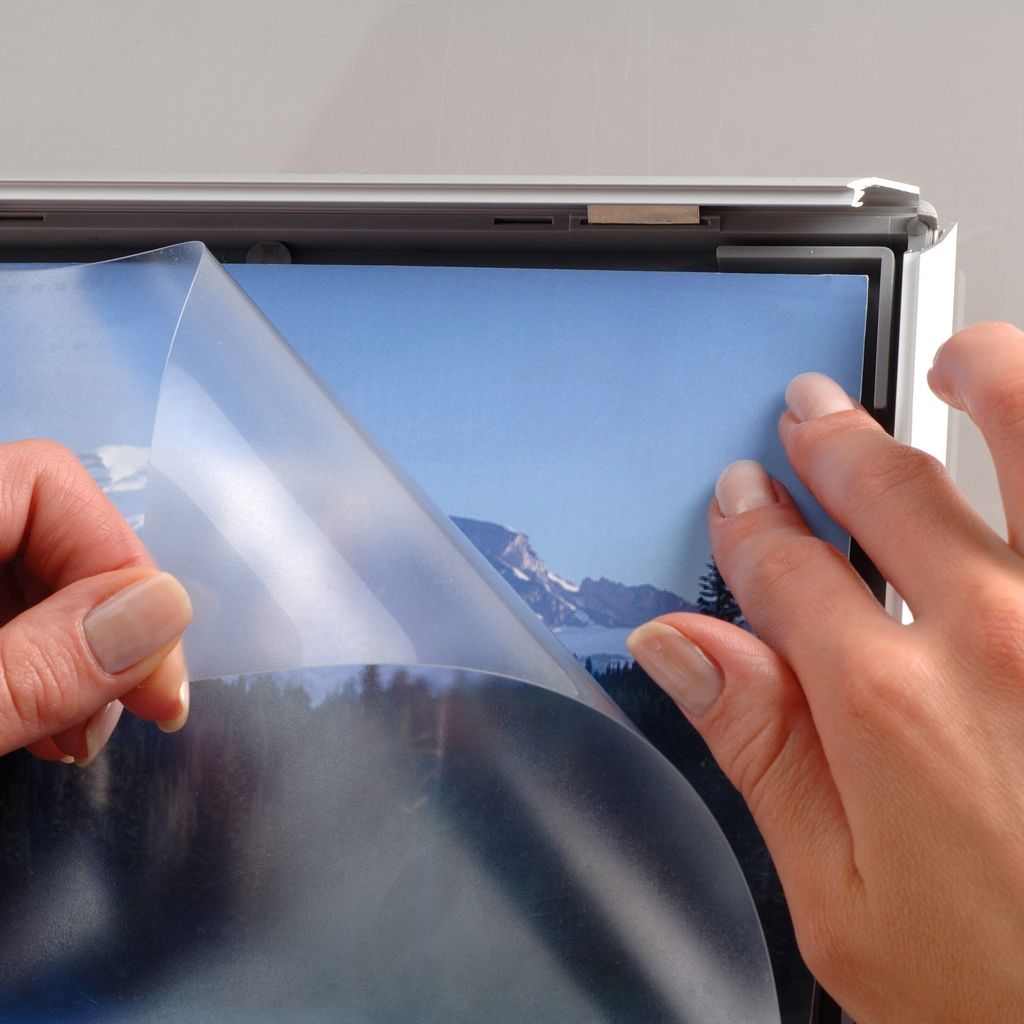 Klapprahmen, Opti, 14 mm Aluminiumprofil, Silber