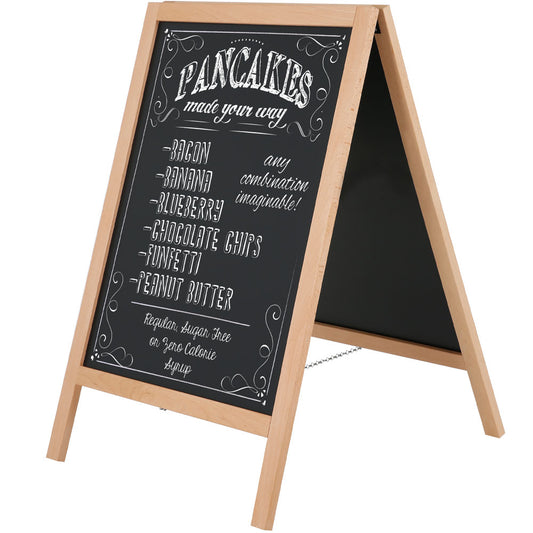 Holz Kundenstopper Light, mit magnetischer Stahl-Schreibtafel, 46 x 68 cm, helles Holz