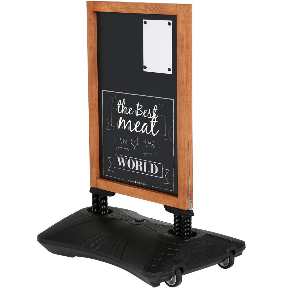Holz Wind-Sign Waterbase Kundenstopper, Sandwich-Schild mit magnetischer Stahl-Schreibtafel, 59 x 78 cm, Holz