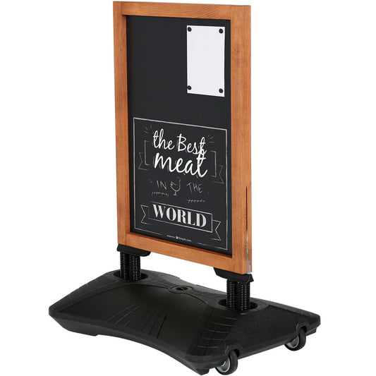 Holz Wind-Sign Waterbase Kundenstopper, Sandwich-Schild mit magnetischer Stahl-Schreibtafel, 59 x 78 cm, Holz