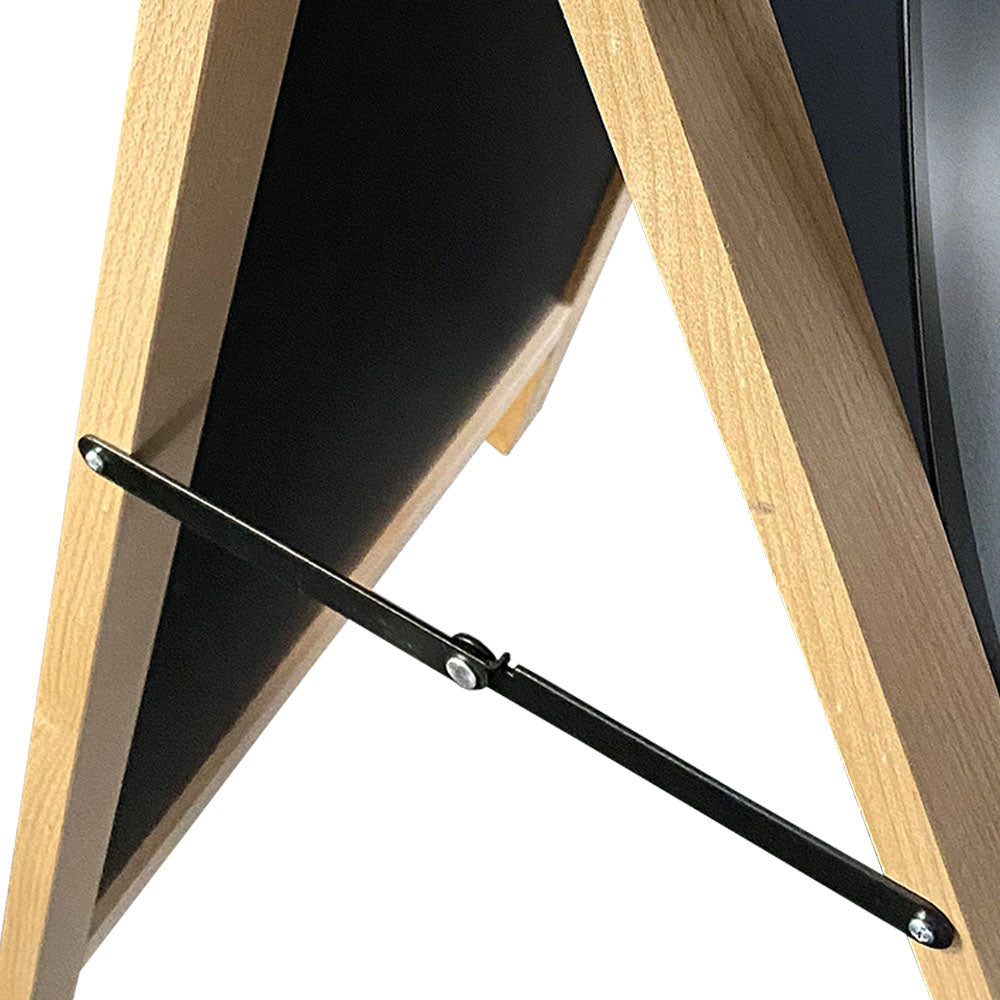 Kundenstopper mit Kreidetafel, Klapprahmen mit magnetischer schwarzer Schreibtafel inkl. Frontplatte, 42,5 x 87,5 cm, Holz