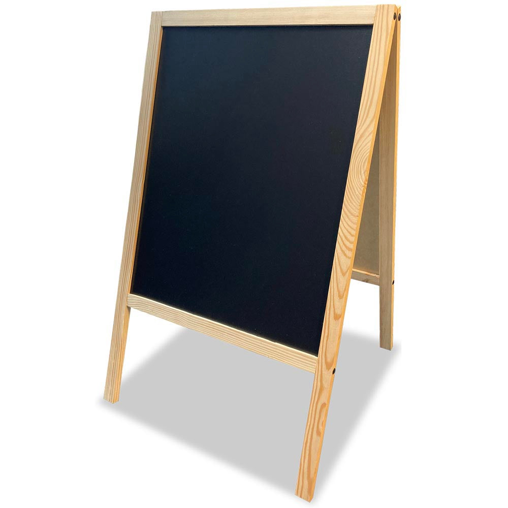 Kundenstopper mit Kreidetafel, Holz-A-Frame, inkl. 8 Kreidemarker, 60 x 100 cm, helles Holz