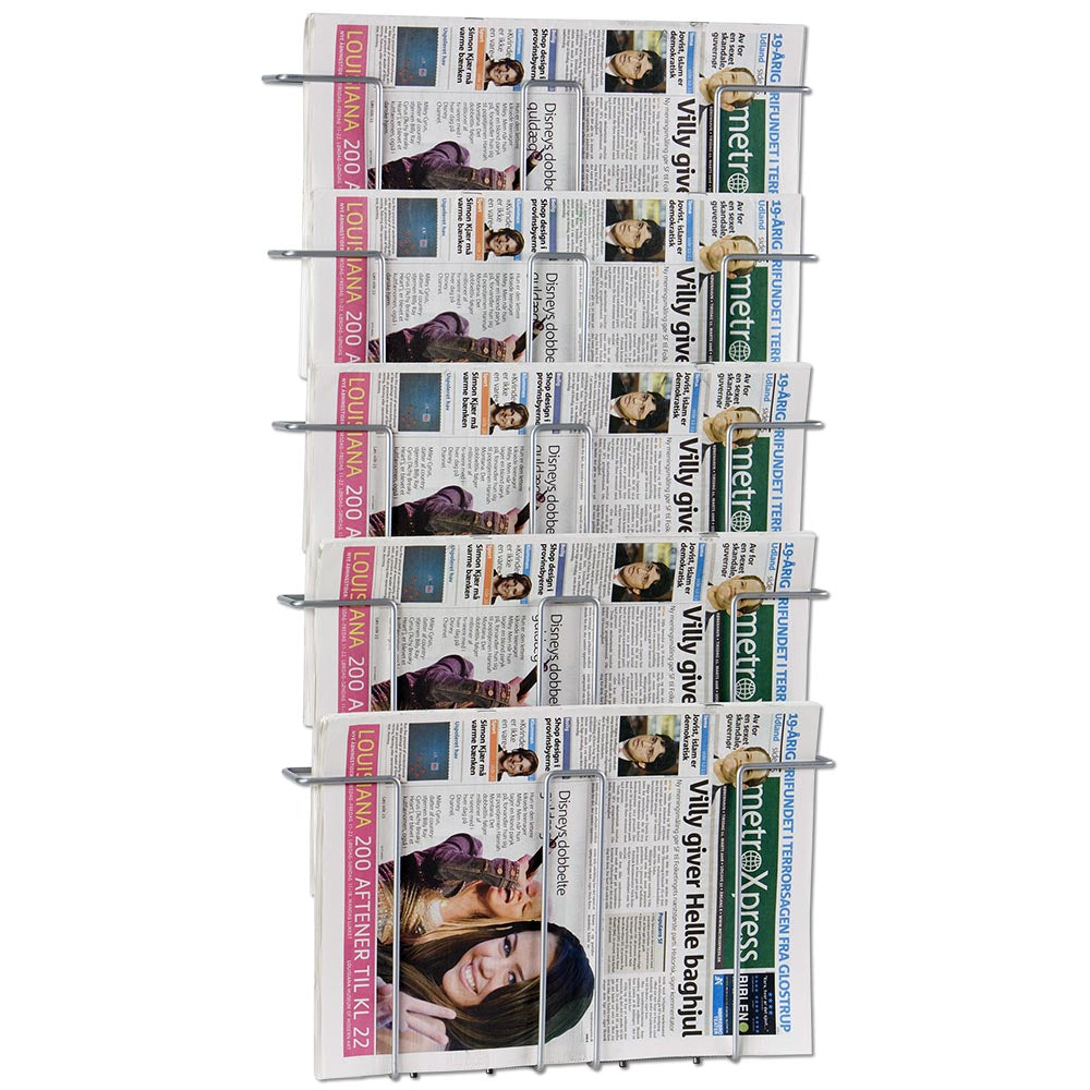 Wand-Prospekthalter Wireholder Wall, 5 x Zeitung, Silber