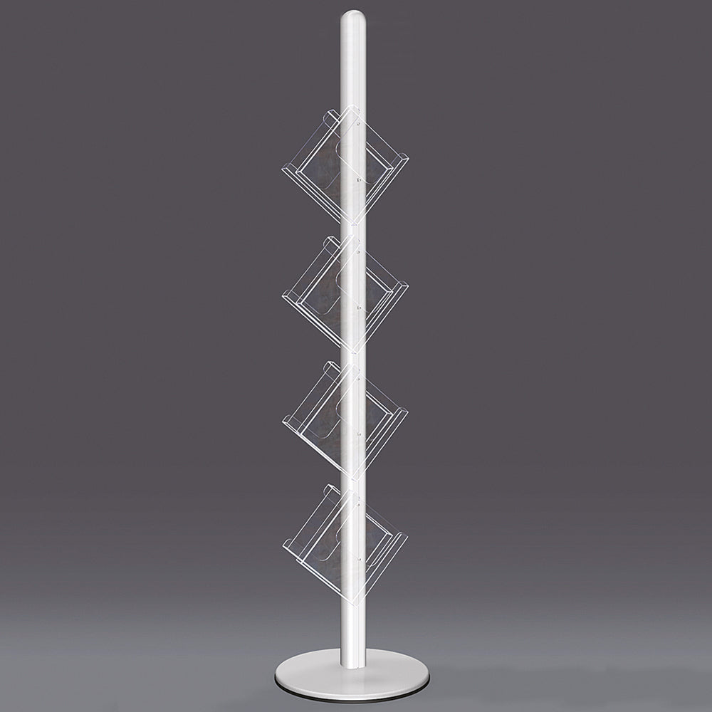 MultiStand 22 Doppelseitiger Prospektständer, 8 x A4 Schräge Ablagen, Silber
