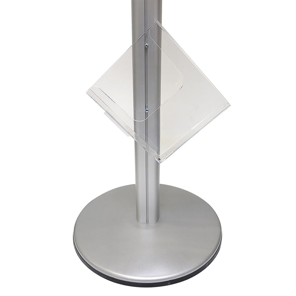 MultiStand 22 Doppelseitiger Prospektständer, 8 x A4 Schräge Ablagen, Silber