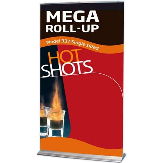 Roll-up Basic, Mega, einseitig, Silber, mit Banner und Druck