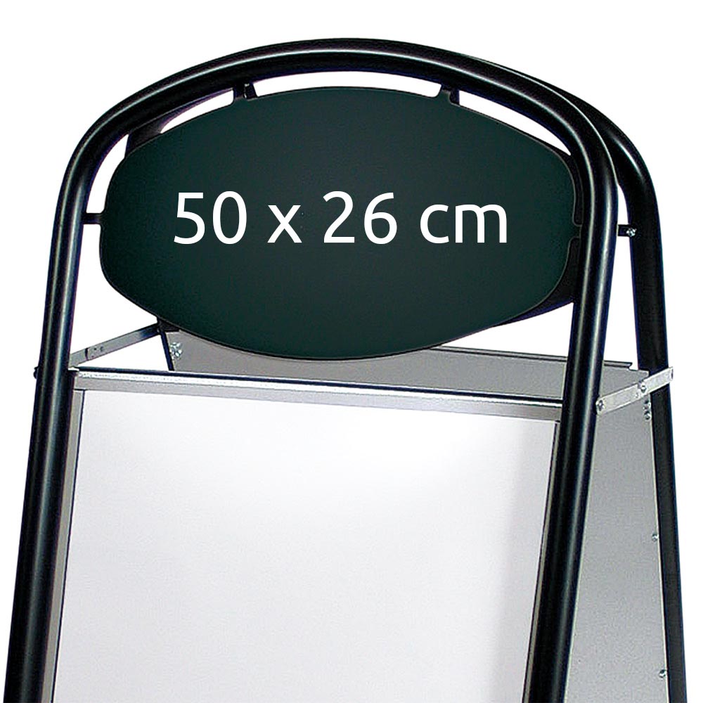 Kundenstopper Expo Ellipse, Kundenstopper mit Logoplatte, B2, 50 x 70 cm, Schwarz