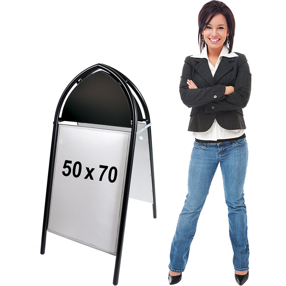 Gotik Classic Kundenstopper mit Logoplatte, B2, 50 x 70 cm, Schwarz