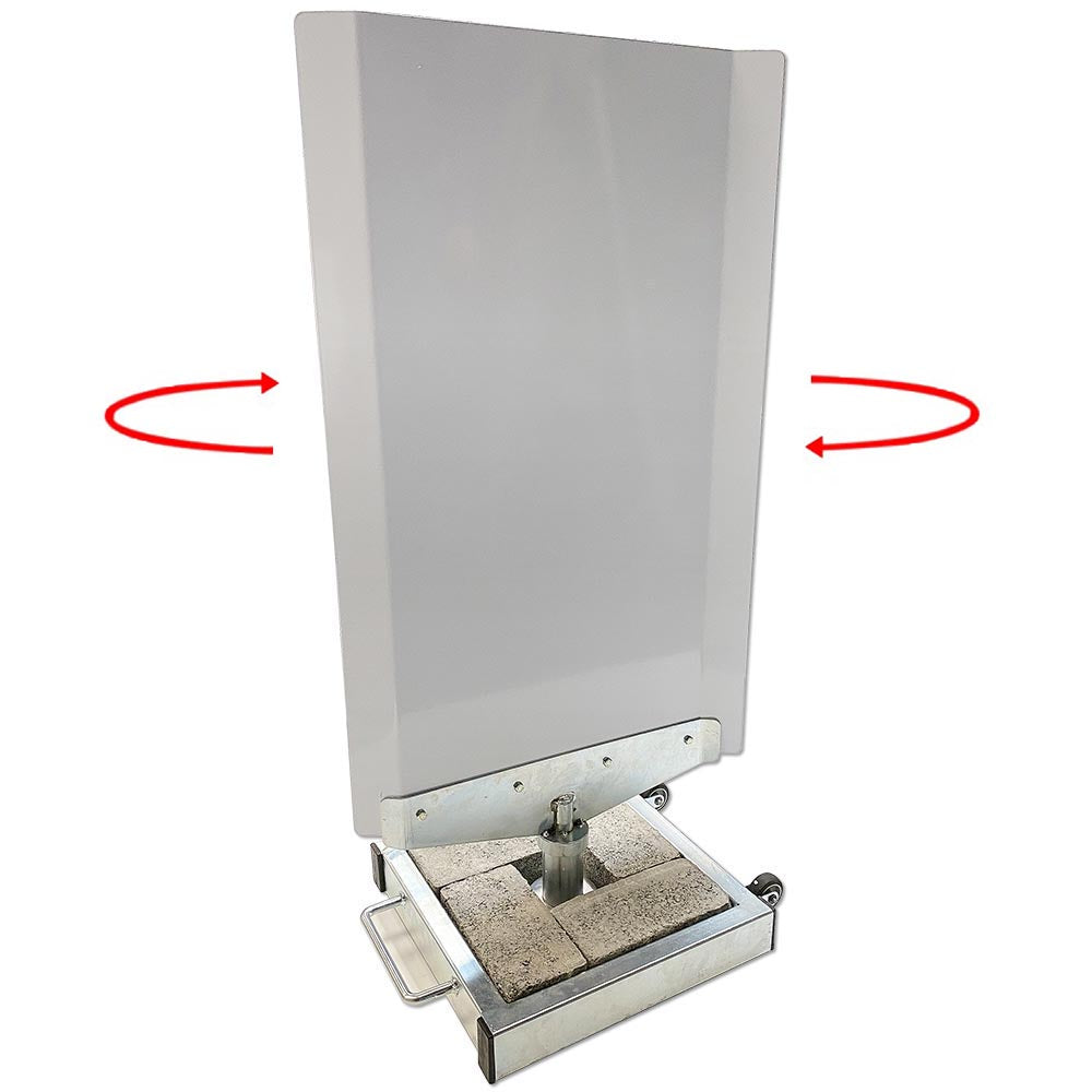 Outdoor Spin-Sign Kundenstopper, Alu-Schild mit stabilem Fuß, 40 x 79 cm, Weiß