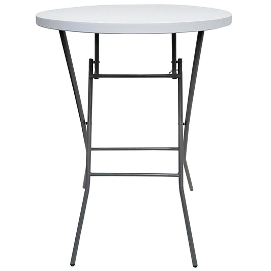 Runder Klapptisch Ø 80 cm, weiße Tischplatte & schwarzes Stahlgestell, Höhe 110 cm