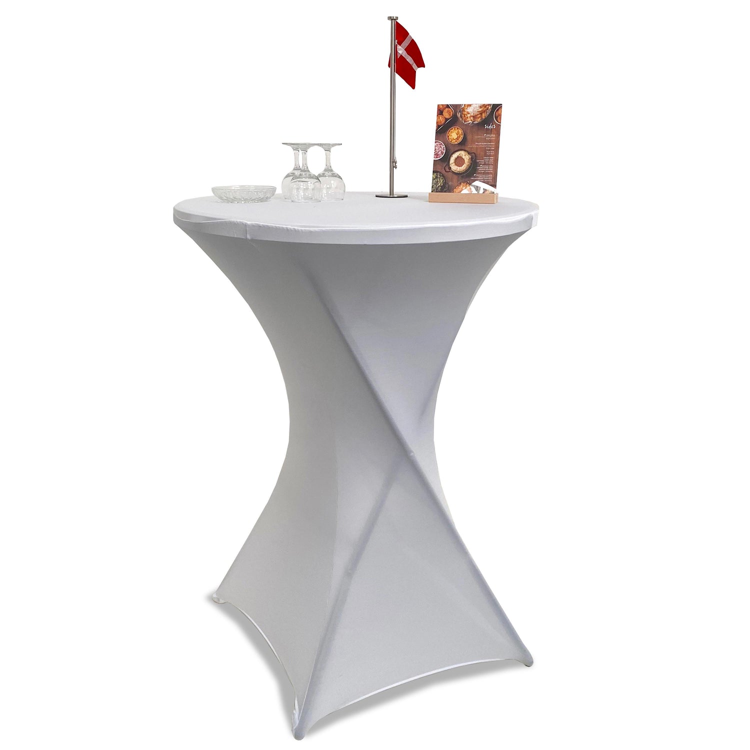 Elastische weiße Tischdecke, für Veranstaltungen, Ø80 cm, Weiß