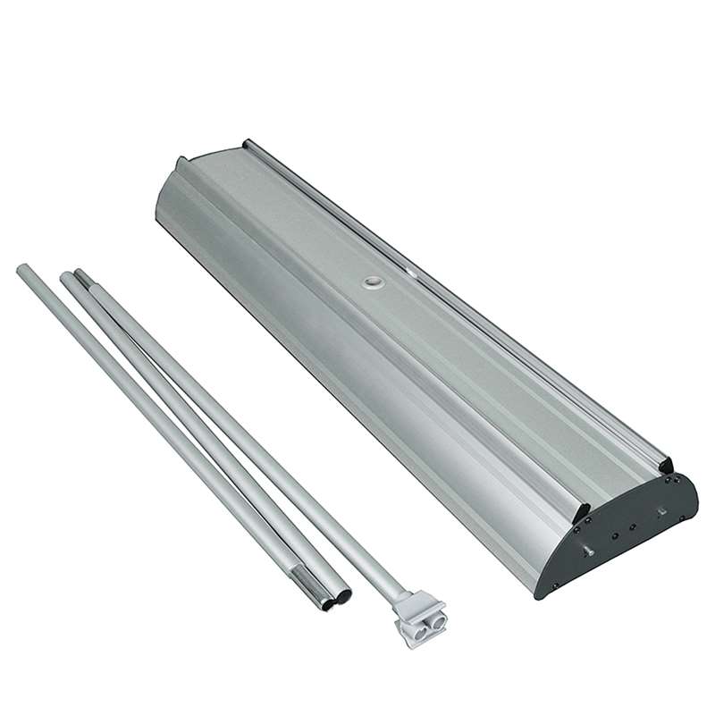 Stylischer Roll-up Aluminiumkassette doppelseitiges Banner inkl. Druck und Tasche, 85 x 200 cm, Silber