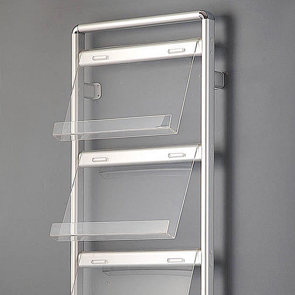 Wand-Prospekthalter Line Wall Aluminium/Acryl, 8 x A4, Silber