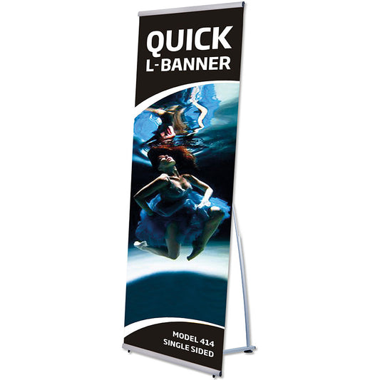 Bannerdisplay Quick L-Banner Aluminium einseitig ohne Banner und Druck 100 x 200 cm, Silber
