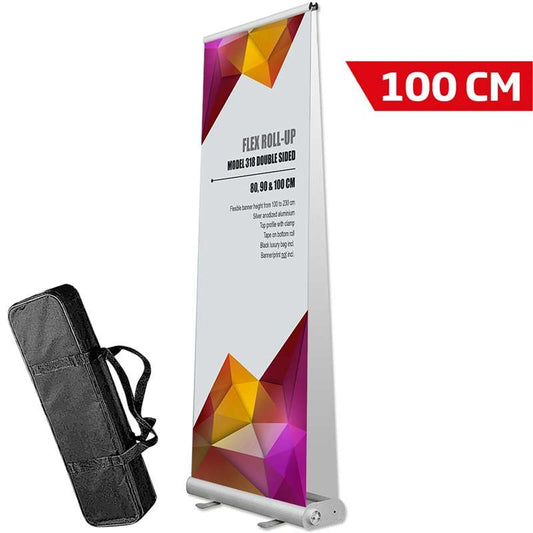 Roll-up Kassette, Flex, doppeltseitig, Silber, inklusive Tasche