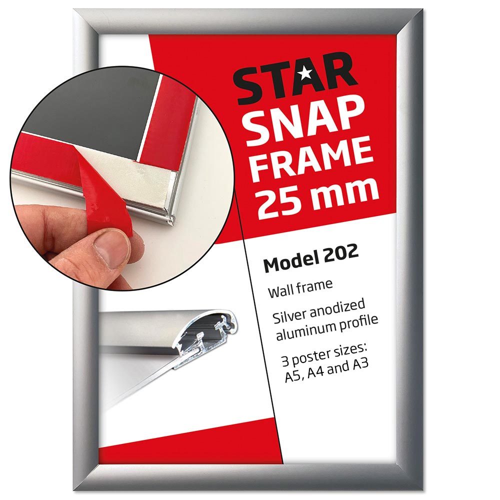 Klapprahmen, 25-mm-Profil mit Klebeband  Fast-Fix, Silber