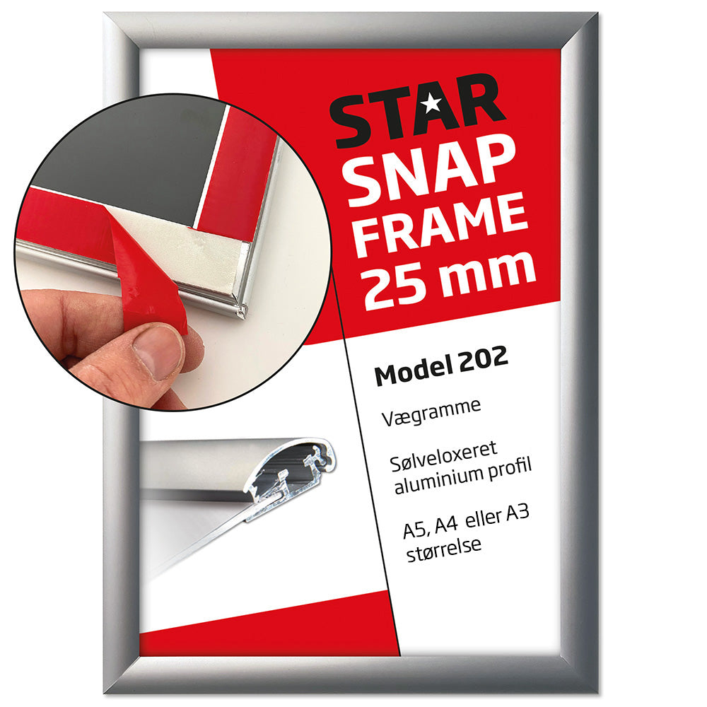Klapprahmen, 25-mm-Profil mit Klebeband  Fast-Fix, Silber