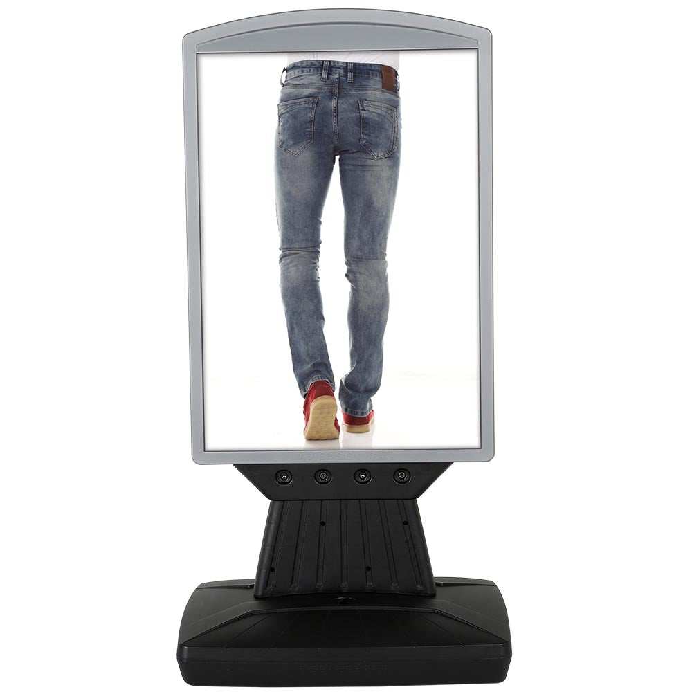 Plastik Kundenstopper mit Fuß, schwarzer Wassertank 12L, Silber