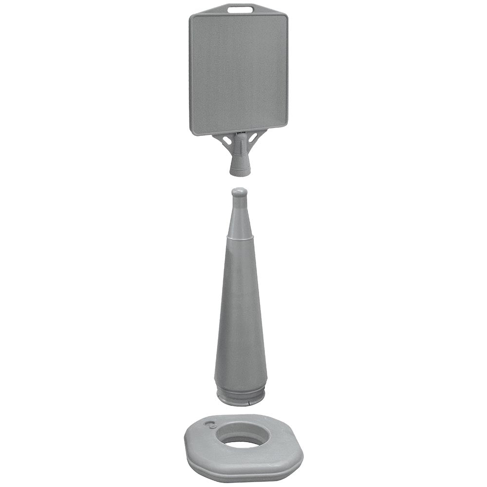 Vacu Display B Kundenstopper, Robuster Kunststoff mit 4,5L Fuß, Grau