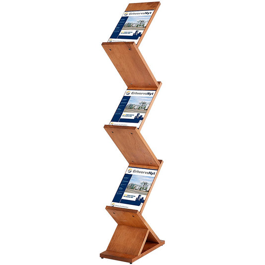 Holz Prospektständer Zig-Zag, Buchenholz, 5 x A4 Halter