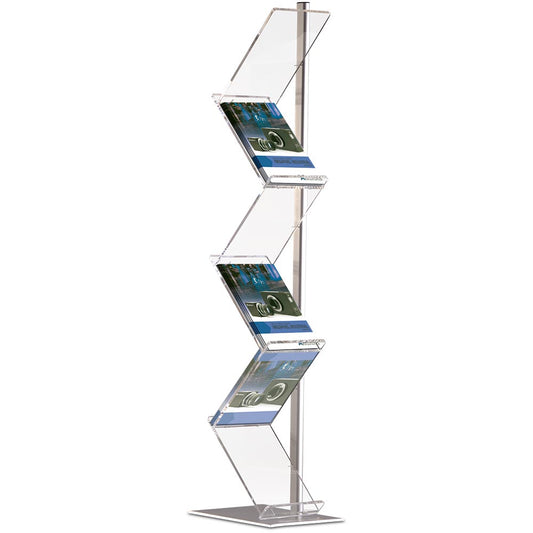 Transparenter Acryl-Zickzack-Prospektständer mit 6x A4 Haltern