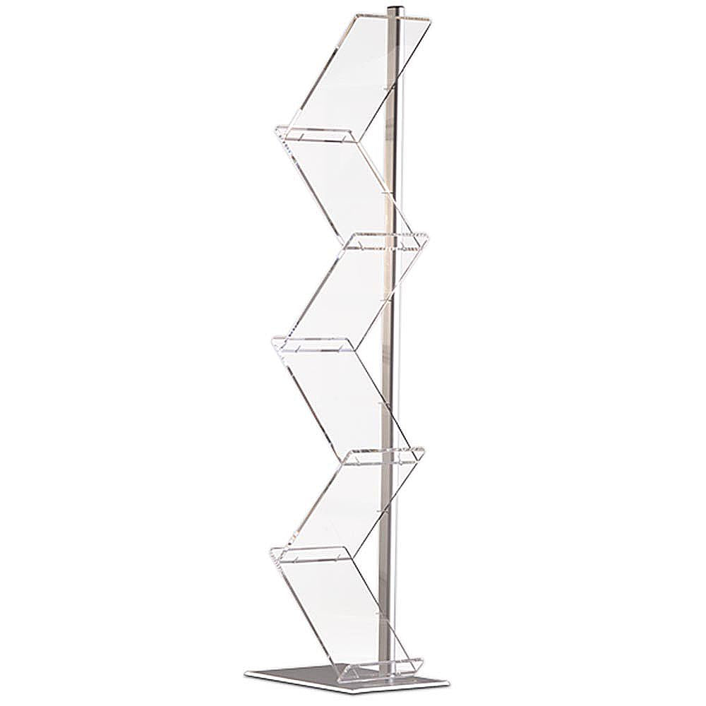Transparenter Acryl-Zickzack-Prospektständer mit 6x A4 Haltern