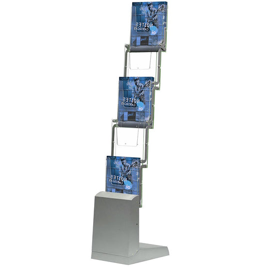 Klappbarer Prospektständer Aluminium/Acryl 5 x A4, Grau