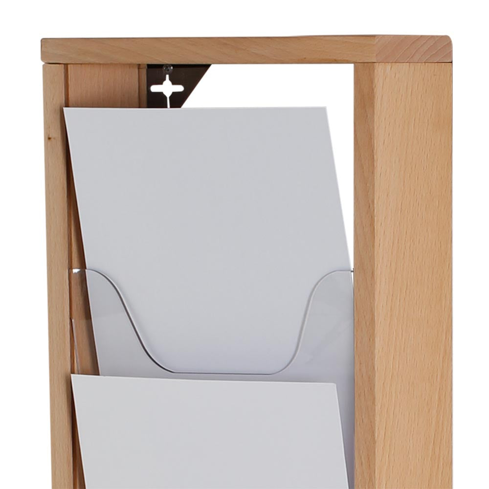 Holz Wand-Prospekthalter, 5 x A4, Holz