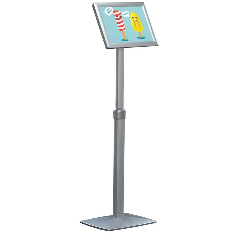 Flex-Infoständer mit Klapprahmen – verstellbarer Infoständer in mehreren Rahmenformaten, silber