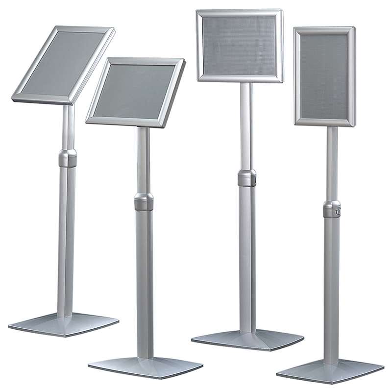 Flex-Infoständer mit Klapprahmen – verstellbarer Infoständer in mehreren Rahmenformaten, silber
