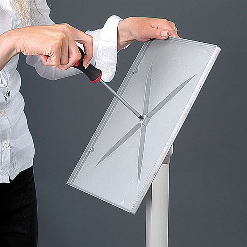 Flex-Infoständer mit Klapprahmen – verstellbarer Infoständer in mehreren Rahmenformaten, silber