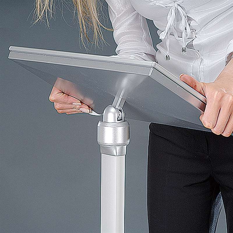 Flex-Infoständer mit Klapprahmen – verstellbarer Infoständer in mehreren Rahmenformaten, silber