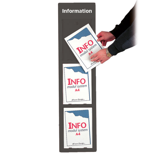 Informationstafel, Info Module, anthrazitgrauer Plastik, mit APET-Frontplatte