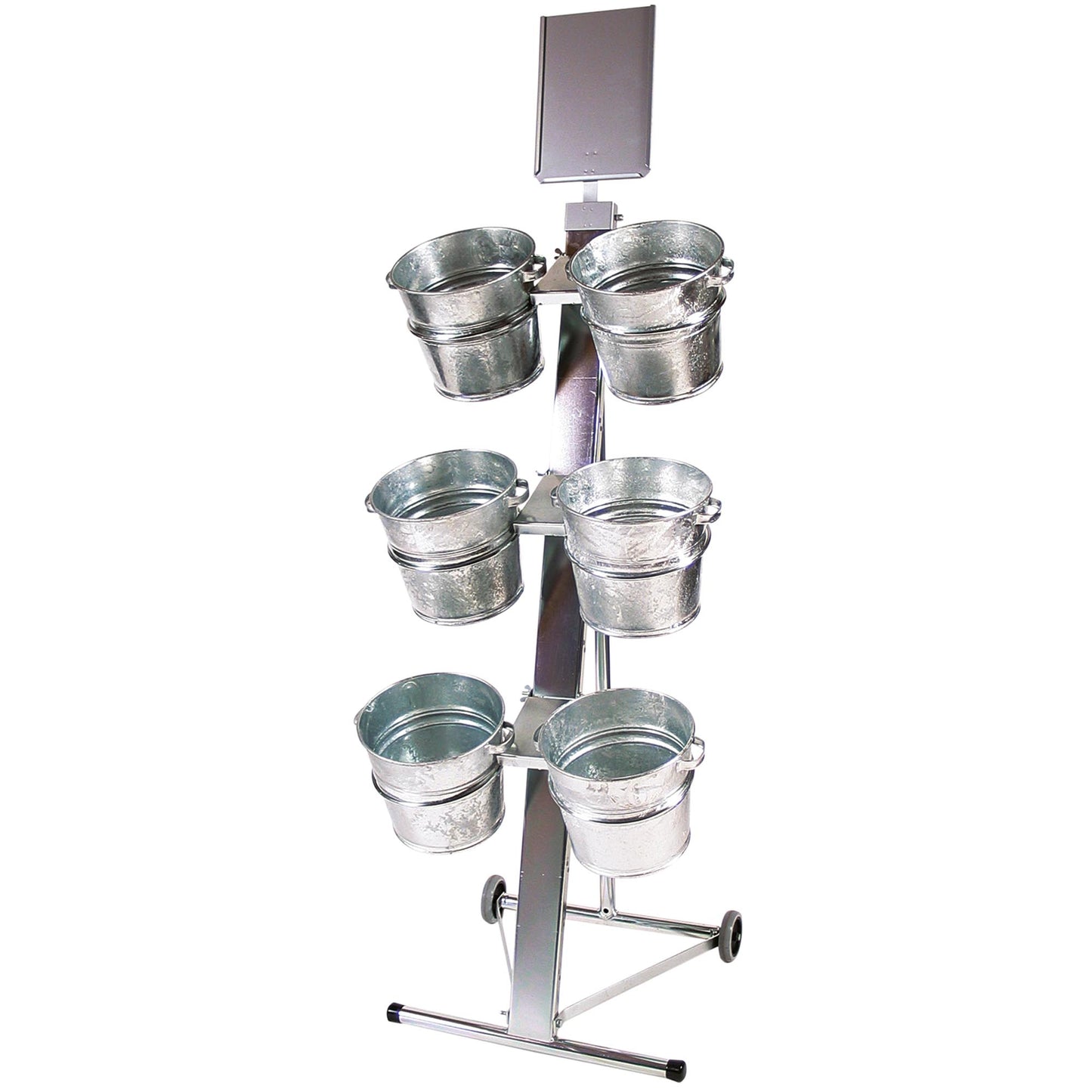 Shopdisplay Shop Impulz 9 mit 6 Zinkeimern & A4 Schildhalter